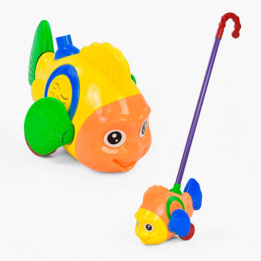 Каталка 0366 (96/2) "Рыбка" на палочке, с погремушкой, двигает плавниками, в пакете
