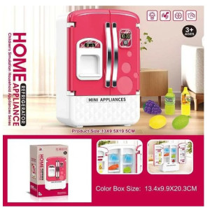 Холодильник 6876 A (96/2) розмір - 13х9.5х19 см, підсвічування, мелодія, рухомі елементи, муляжі продуктів, полички, на батарейках, в коробці