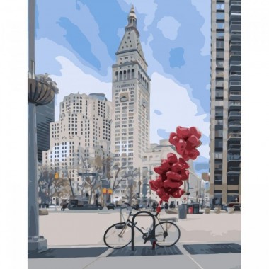 Картина по номерах VA-3329 Припаркований велосипед із кульками розміром 40х50 см