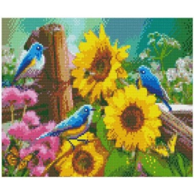 Алмазна картина HX026 Птахи і соняшники, розміром 30х40 см