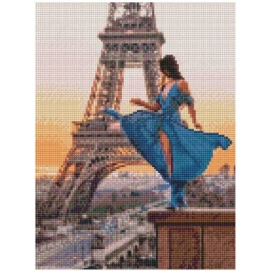 Алмазна картина HX048 Дівчина в Парижі, розміром 30х40 см