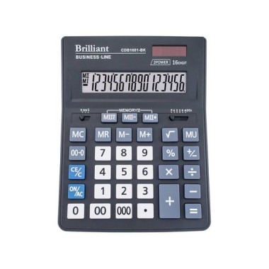 Калькулятор 16-ти разрядный, 15,5х20,3х3,6 см. CDB1601-BK Brilliant