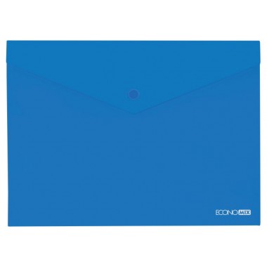 Папка-конверт В5 прозора на кнопці Economix, 180 мкм, фактура "глянець", синя E31302-02