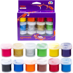 Краски гуашевые 12 цв/10 мл, зол. и ср., творчество