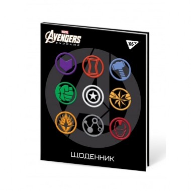 Щоденник шкільний YES жорсткий Marvel. Avengers. Symbol софт-тач, конгрев, УФ лак