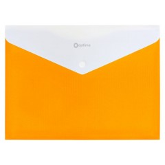 Папка-конверт А4 прозора на кнопці Optima, 180 мкм, фактура "СМУГА", жовта O31315-05