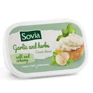 SOVIA Крем сир з часником і травами 200г 24шт ящ Штрих код 8455722336890