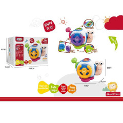 Бизиборд 99-21 (120) 2 вида, "Улитка", пальчиковые игры, 5 игрушек, трещотка, подвижные крики, спинер, в коробке