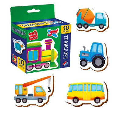 гр Набор магнитов "Транспорт" VT3106-35 (30) "Vladi Toys", 10 магнитов, в коробке